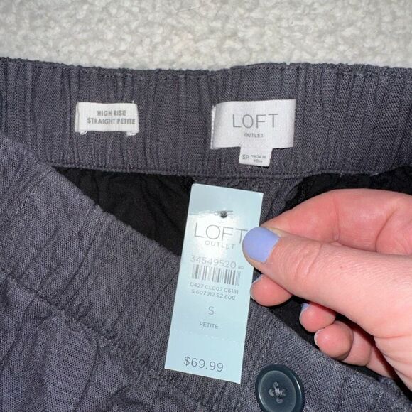LOFT Outlet Women’s Dark Gray Linen Blend Pants Size Small Petite - Picture 6 of 11